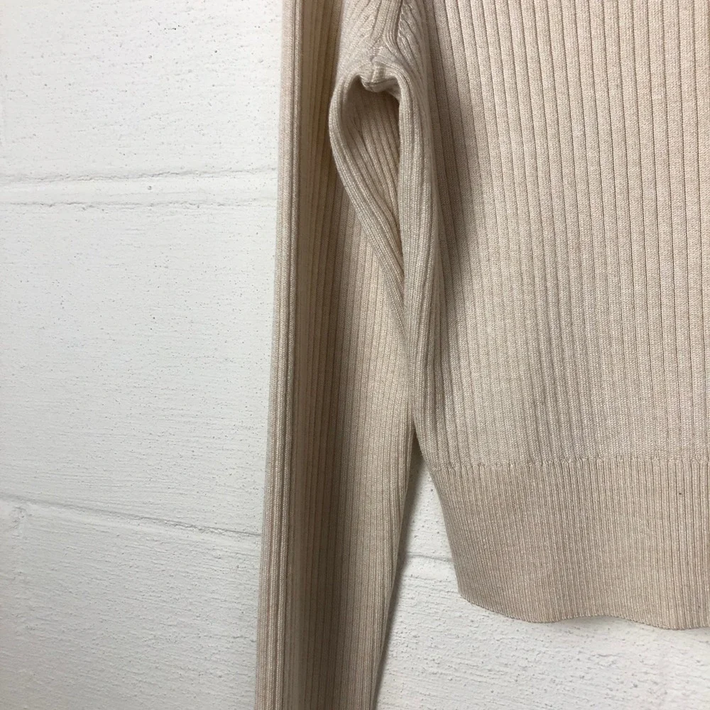 J. Crew Womens Ribbed Tencel Turtle Neck Sweater Size XL Ivory Classic Timeless‎